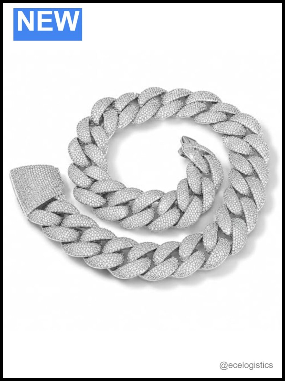 24mm Iced Out Bubble Arc Cuban Chain Necklace 18K Gold Plated Brass